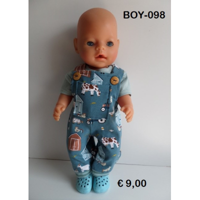 Tuinbroek met shirt, blauw boerderij